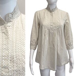 Urban Outfitters Kimchi Blue Pintuck Babydoll Peasant Top Size XS Mini Polka Dot